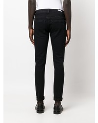 schwarze bestickte enge Jeans von Dondup