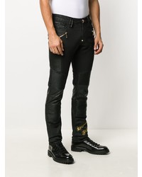 schwarze bestickte enge Jeans von Philipp Plein