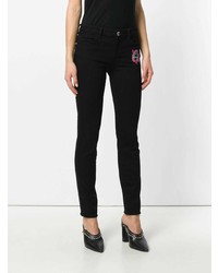 schwarze bestickte enge Jeans von Versus