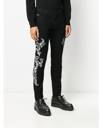 schwarze bestickte enge Jeans von Dolce & Gabbana