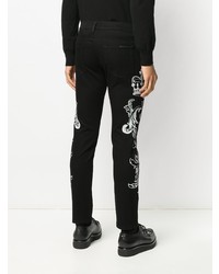 schwarze bestickte enge Jeans von Dolce & Gabbana