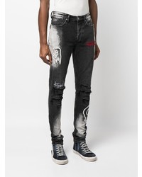 schwarze bestickte enge Jeans von Ksubi