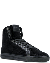 schwarze bestickte hohe Sneakers von Versace