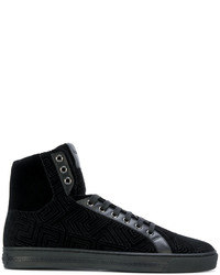 schwarze bestickte hohe Sneakers von Versace