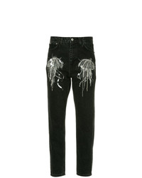 schwarze bestickte Jeans von Dalood