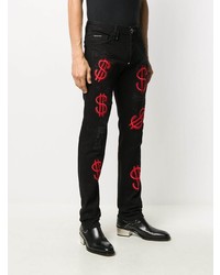 schwarze bestickte Jeans von Philipp Plein