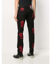 schwarze bestickte Jeans von Philipp Plein