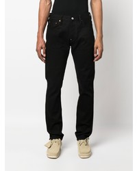 schwarze bestickte Jeans von Evisu