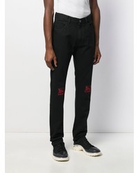 schwarze bestickte Jeans von Raf Simons