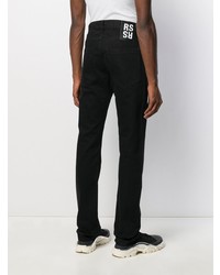 schwarze bestickte Jeans von Raf Simons