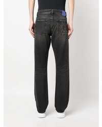 schwarze bestickte Jeans von Marcelo Burlon County of Milan