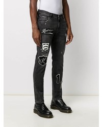 schwarze bestickte Jeans von Hydrogen