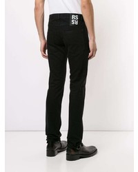 schwarze bestickte Jeans von Raf Simons