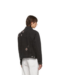 schwarze bestickte Jeansjacke von Isabel Marant