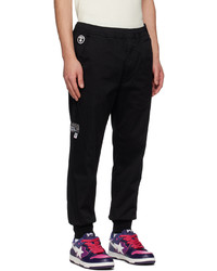 schwarze bestickte Jogginghose von AAPE BY A BATHING APE