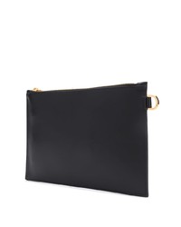 schwarze bestickte Leder Clutch Handtasche von Versace