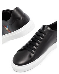 schwarze bestickte Leder niedrige Sneakers von Axel Arigato