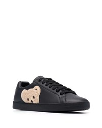 schwarze bestickte Leder niedrige Sneakers von Palm Angels