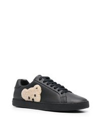 schwarze bestickte Leder niedrige Sneakers von Palm Angels