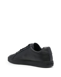 schwarze bestickte Leder niedrige Sneakers von Palm Angels