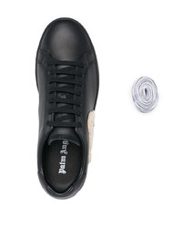 schwarze bestickte Leder niedrige Sneakers von Palm Angels