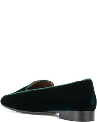 schwarze bestickte Leder Slipper von Giorgio Armani