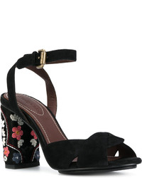 schwarze bestickte Ledersandalen von See by Chloe