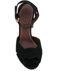 schwarze bestickte Ledersandalen von See by Chloe