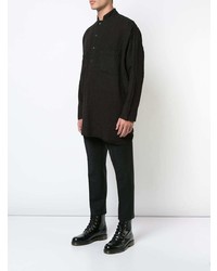 schwarze bestickte Leinen Shirtjacke von Forme D'expression