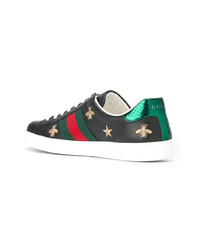 schwarze bestickte niedrige Sneakers von Gucci