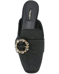 schwarze bestickte Pantoletten von Dolce & Gabbana