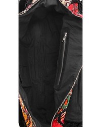schwarze bestickte Satchel-Tasche aus Leder von Ophelia