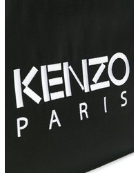 schwarze bestickte Segeltuch Clutch Handtasche von Kenzo