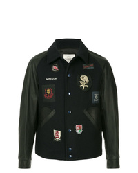 schwarze bestickte Shirtjacke von Kent & Curwen