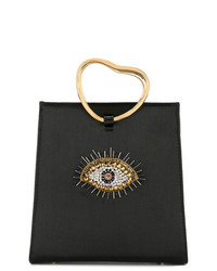 schwarze bestickte Shopper Tasche aus Leder von Lizzie Fortunato Jewels