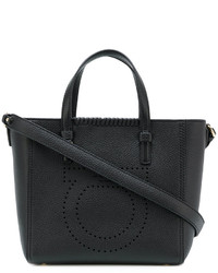 schwarze bestickte Shopper Tasche aus Leder von Salvatore Ferragamo