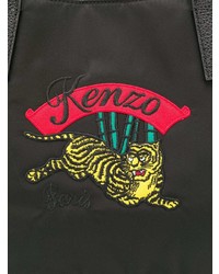 schwarze bestickte Shopper Tasche aus Leder von Kenzo
