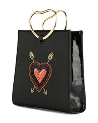 schwarze bestickte Shopper Tasche aus Leder von Lizzie Fortunato Jewels