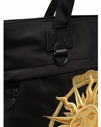 schwarze bestickte Shopper Tasche aus Segeltuch von VERSACE JEANS COUTURE