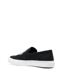 schwarze bestickte Slip-On Sneakers aus Leder von Kenzo