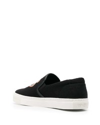 schwarze bestickte Slip-On Sneakers von Kenzo