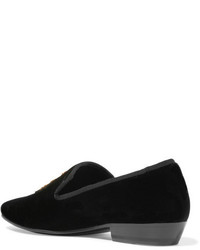 schwarze bestickte Slipper von Saint Laurent