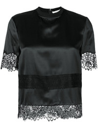 schwarze bestickte Spitze Bluse von Givenchy