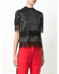 schwarze bestickte Spitze Bluse von Givenchy