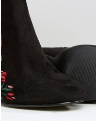 schwarze bestickte Stiefeletten von Asos