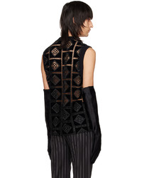 schwarze bestickte Strickjacke von Anna Sui