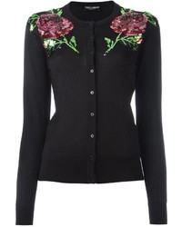 schwarze bestickte Strickjacke von Dolce & Gabbana