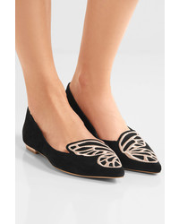 schwarze bestickte Wildleder Ballerinas von Sophia Webster