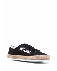 schwarze bestickte Wildleder niedrige Sneakers von Moschino