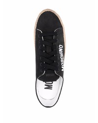 schwarze bestickte Wildleder niedrige Sneakers von Moschino